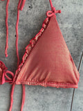 Bikini ruffles de amarre coral shinny