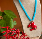 Collar cangrejo rojo resina con azulejos