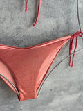 Bikini ruffles de amarre coral shinny