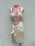 Falda fringes marfil