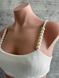 Top perlas blanco algodon