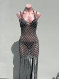 Macramé cover up gris