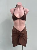 Falda corta lycra brown