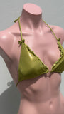 Bikini ruffles de amarre verde shinny