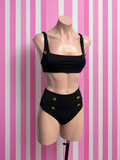 Bikini high waisted gold buttons