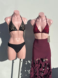 Isleña bikini laser cut burgundy