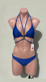Azul cobalto BIKINI SET TRIÁNGULO con piedras ojo de tigre