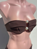 Bikini perlas ribbed brown