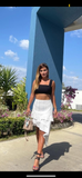 Falda asimetrica midi bolero algodon