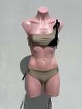 Asimetrico One shoulder chain Black/ camel)