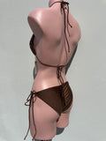 Gem embelished bikini set chocolate