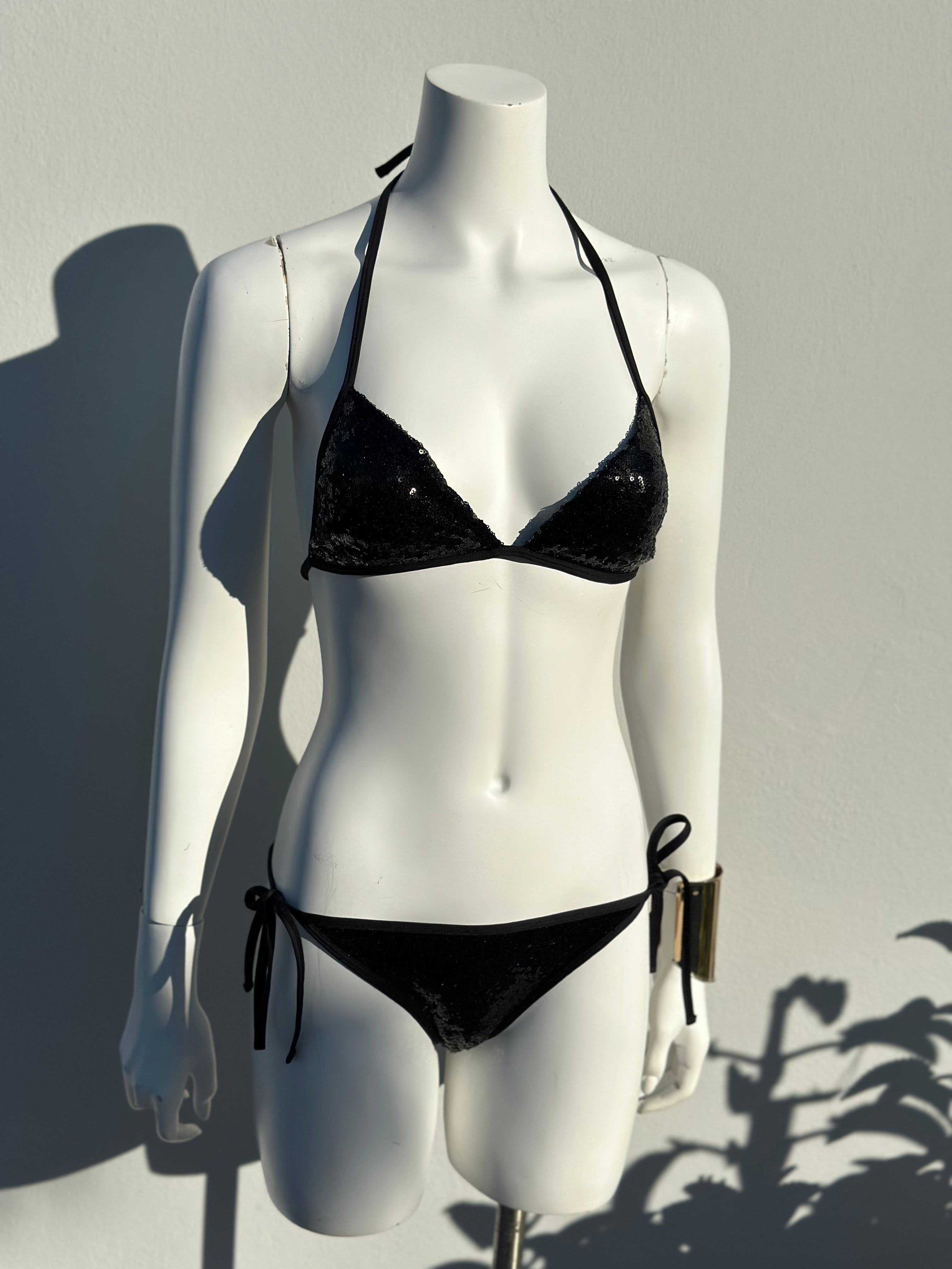 Sequin bikini set en Negro