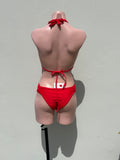 Bikini clasp dorados en rojo