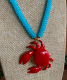 Collar cangrejo rojo resina con azulejos