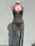 Macramé cover up gris