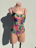 Animal print colorfull strappless one piece tummy control
