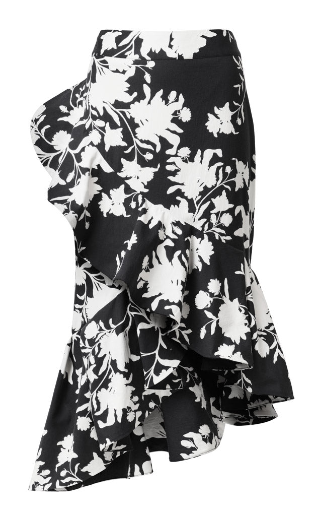 One shoulder black and white flower y falda conjunto Bolero