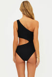CELINA cut out black ribbed one piece