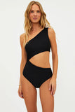 CELINA cut out black ribbed one piece