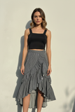 Falda ruffle lineas negras y blancas