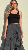 Falda ruffle lineas negras y blancas
