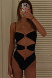 Ring Cut Out High-Cut One Piece Swimsuit