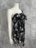 Sarong multiple uses Black and white flowers