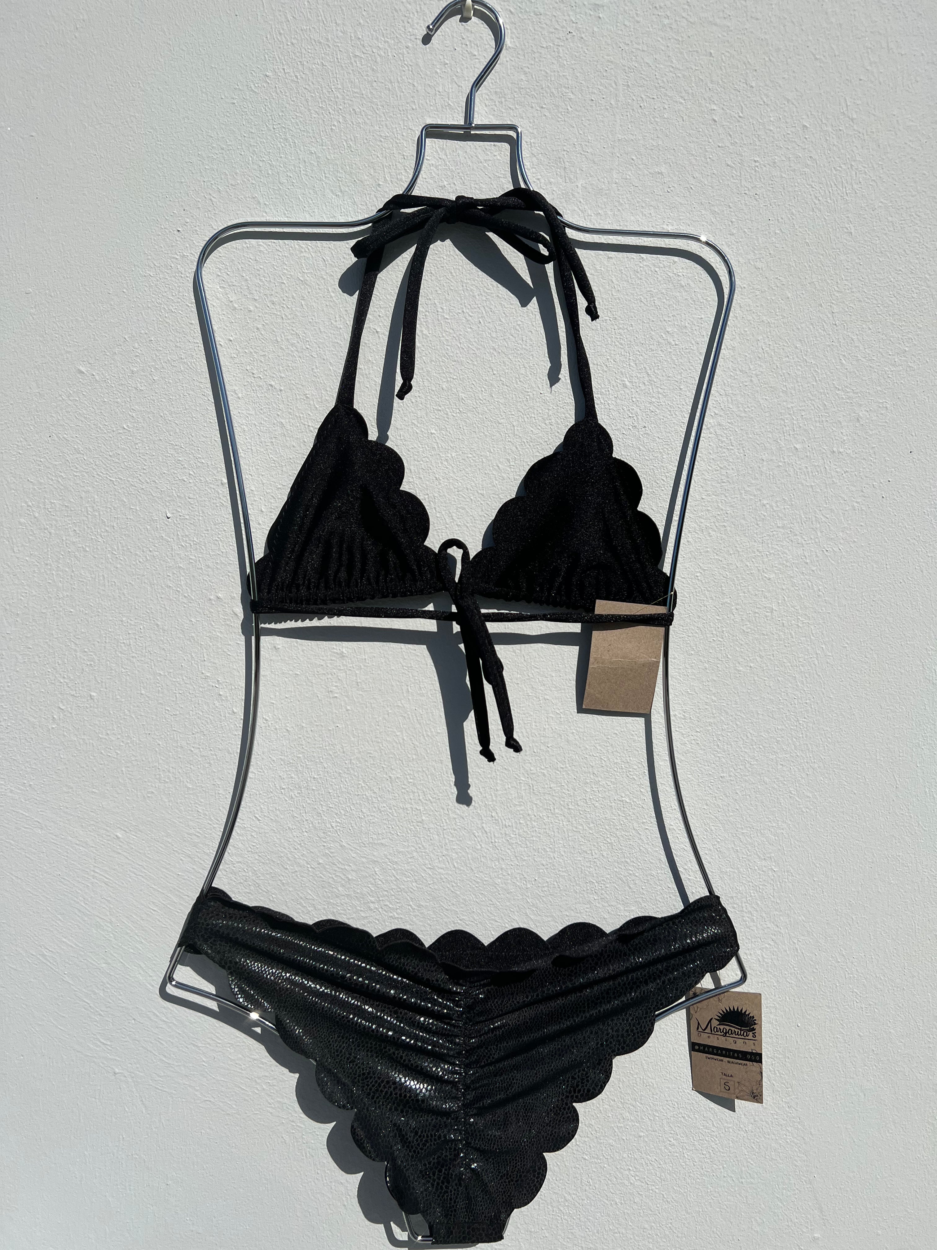 Leather lycra LASER CUT bikini set