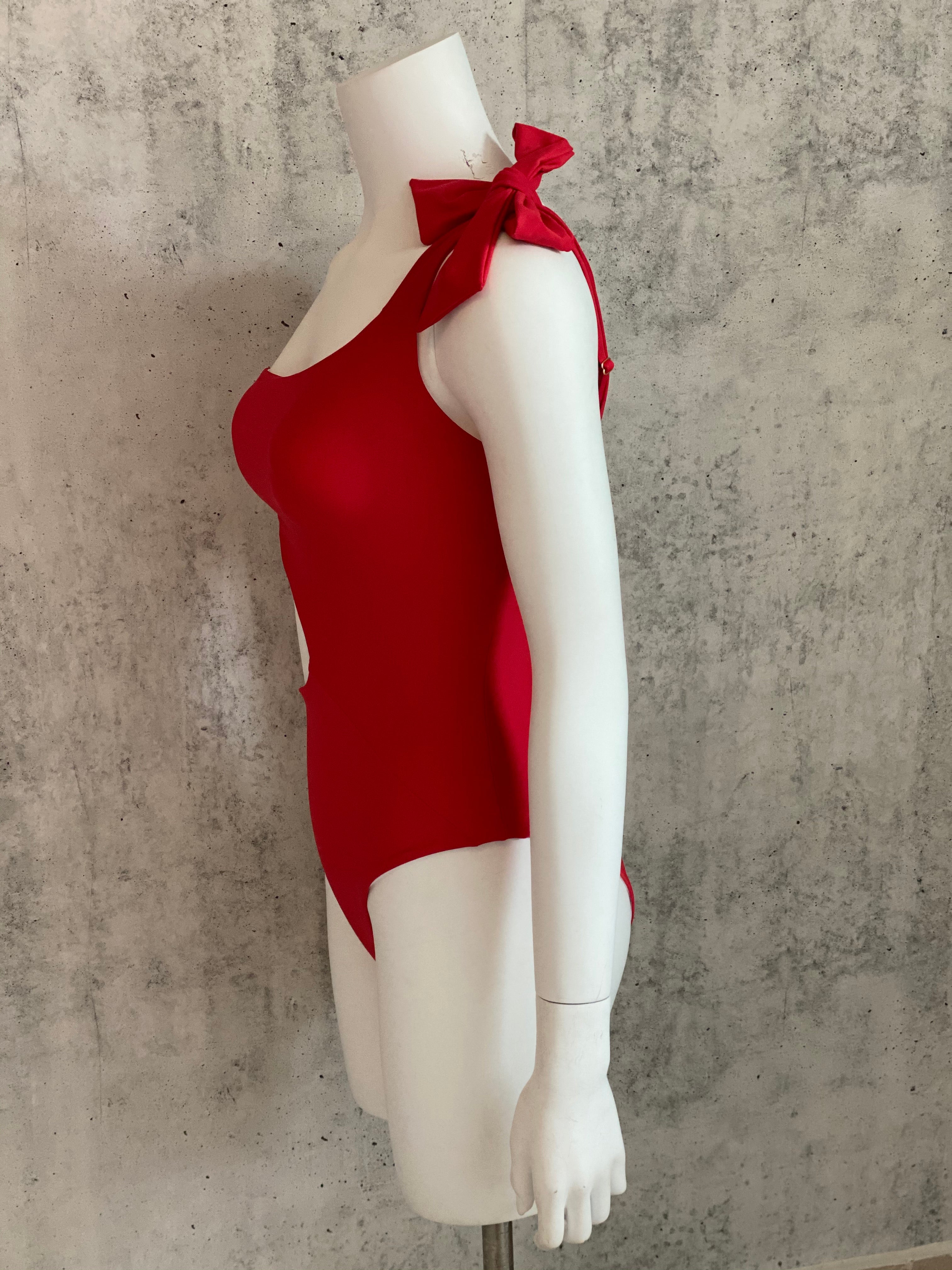Red Bow cut out One piece