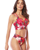 Isla Bonita flower bikini set talle alto con drapeado