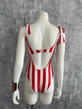 Striped red and white BOW ONE PIECE